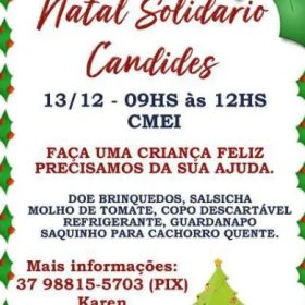 Natal Solidário Candides precisa de doações para ajudar crianças em Divinópolis