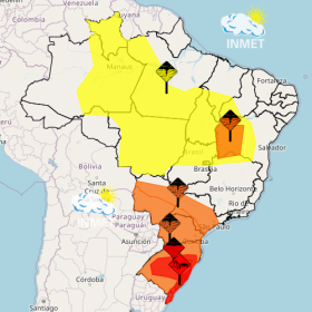 Tempestade com ventos de até 100 km/h coloca o Sul de Minas em alerta laranja neste sábado