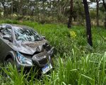 Motorista perde controle, sai da pista e bate em árvore na BR-494, em Itapecerica
