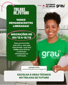 Vagas remanescentes do programa &lsquo;Trilhas de Futuro&rsquo; s&atilde;o abertas nesta sexta (5)