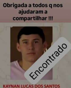 Kaynan &eacute; localizado no Rio de Janeiro e fam&iacute;lia aguarda retorno a Nova Serrana