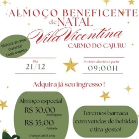 Vila Vicentina de Carmo do Cajuru realiza em dezembro o almoço de natal beneficente