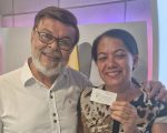 Ganhadora do Roletrando, Helena do Afonso Pena retirou o seu prêmio no programa Jorge Neto