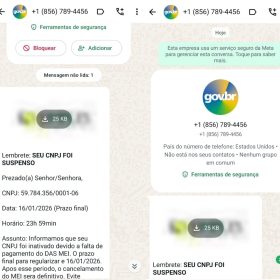 Golpe: Mensagens sobre cancelamento de CNPJ de MEI são falsas