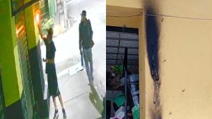 Câmera flagra homem ateando fogo em fachada de comércio no Niterói, em Divinópolis