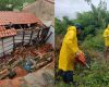 Chuva forte provoca desmoronamento de encosta e queda de árvores em Divinópolis
