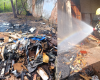 Bombeiros combatem incêndio em oficina no Centro de Arcos