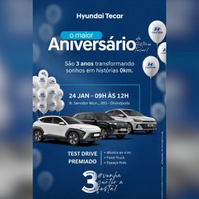 Acontece no dia 24, a tradicional festa de aniversário da Tecar Hyundai em Divinópolis
