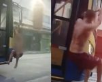 Homem em surto se pendura em ônibus no Niterói, em Divinópolis