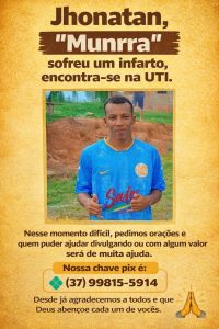 Campanha solid&aacute;ria mobiliza S&atilde;o Gon&ccedil;alo do Par&aacute; para ajudar atleta internado ap&oacute;s infarto