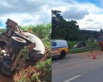 Carreta com cimento tomba e motorista morre na MG-050, em Formiga