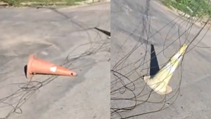 V&Iacute;DEO: Cabos de internet soltos preocupam moradores no Jardin&oacute;polis, em Divin&oacute;polis