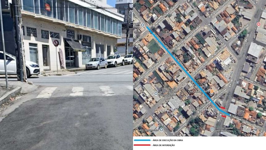 Av. JK é interditada para obras no bairro Bom Pastor, em Divinópolis; veja trecho