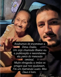 Idosa com Alzheimer é encontrada após mobilização nas redes sociais em Divinópolis