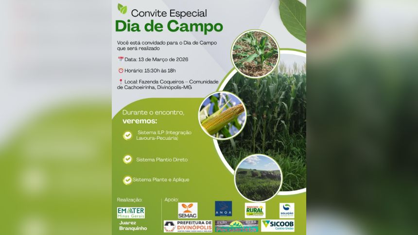 Dia de Campo em Divinópolis destaca inovação, informação e apoio ao produtor rural
