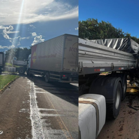 Colisão entre caminhões na BR-354 em Bambuí deixa um ferido