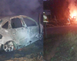 Carro pega fogo no município de Formiga