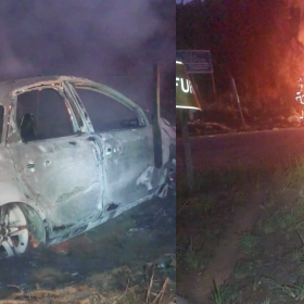 Carro pega fogo no município de Formiga