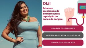 Doa&ccedil;&atilde;o de sangue para Ang&eacute;lica de Oliveira Silva, em Divin&oacute;polis
