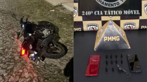 Homem cai da moto em persegui&ccedil;&atilde;o e &eacute; preso com drogas em Divin&oacute;polis; ve&iacute;culo era furtado