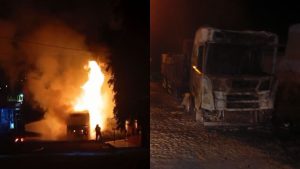 Incêndio destrói carreta no bairro Jusa Fonseca, em Divinópolis