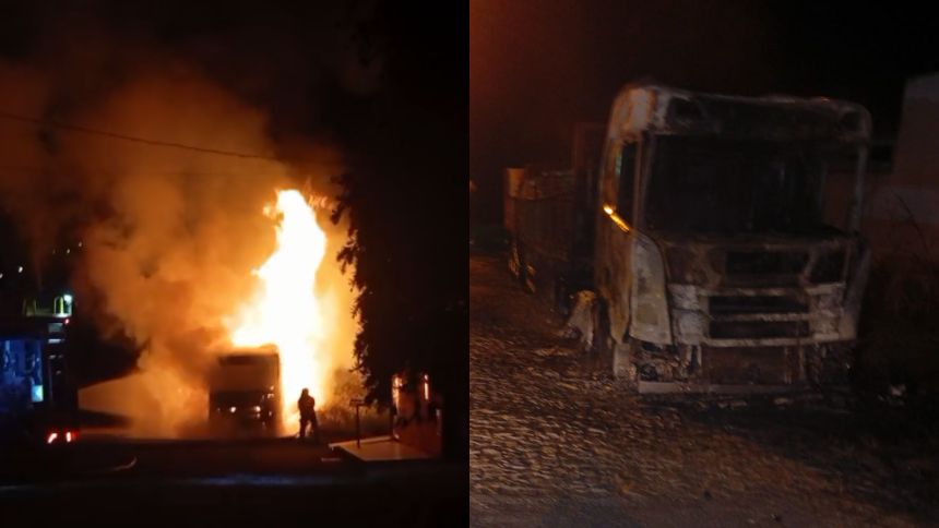 Incêndio destrói carreta no bairro Jusa Fonseca, em Divinópolis