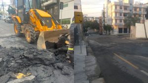 Quebra-molas s&atilde;o retirados na rua Bahia, em Divin&oacute;polis, ap&oacute;s irregularidades nas obras