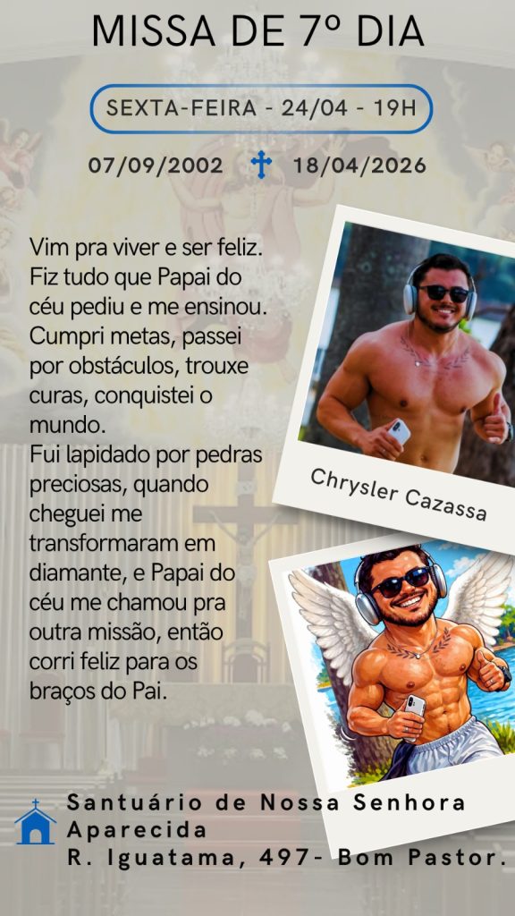 Familiares e amigos homenageiam Chrysler Cazassa em missa de 7º dia