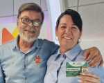 Ganhadora do Roletrando, Adriana do Planalto retirou os seus prêmios no programa Jorge Neto