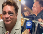 Cantor Leonardo faz piada sobre tombo durante entrevista na Divinaexpo
