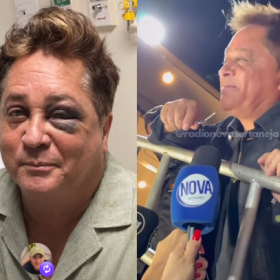 Cantor Leonardo faz piada sobre tombo durante entrevista na Divinaexpo