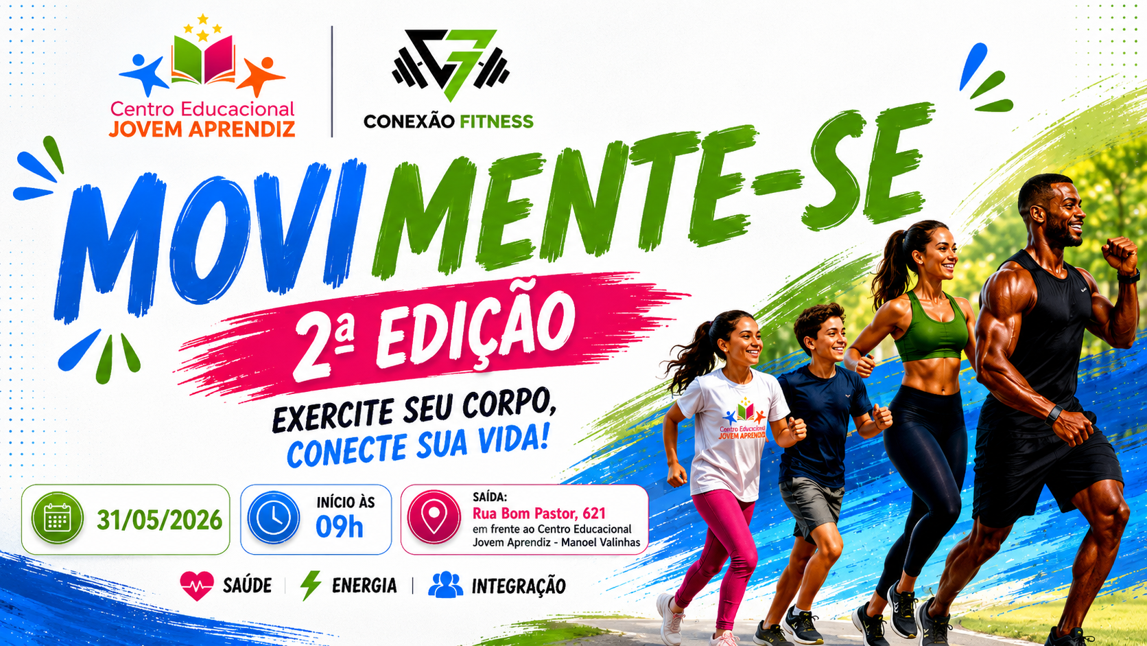 Movimente-se 2&ordf; Edi&ccedil;&atilde;o acontece neste domingo e convida fam&iacute;lias para manh&atilde; de atividade f&iacute;sica e integra&ccedil;&atilde;o