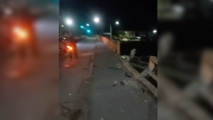 Jovem perde controle do carro ao desviar de cachorro e bate em ponte em Divinópolis