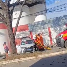 Vídeo: Idosa bate carro em árvore na Avenida JK, em Divinópolis
