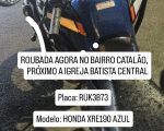 Moto Honda XRE190 é furtada no bairro Catalão em Divinópolis