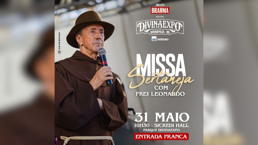 Missa Sertaneja com Frei Leonardo integra programação da Divinaexpo 2026