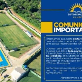 Área no Divinópolis Clube será interditada para apoio da comitiva de Lula