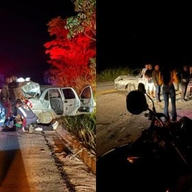Batida entre três veículos deixa cinco feridos na BR-494, em Divinópolis