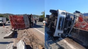 Caminhão com galinhas tomba e motorista morre na BR-262
