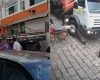 Caminhão perde freio, bate em carro e atinge fachada de loja em Itapecerica