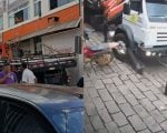 Caminh&atilde;o perde freio, bate em carro e atinge fachada de loja em Itapecerica