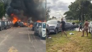 Helicópteros batem no ar, caem em pátio de veículos e seis pessoas morrem no RJ
