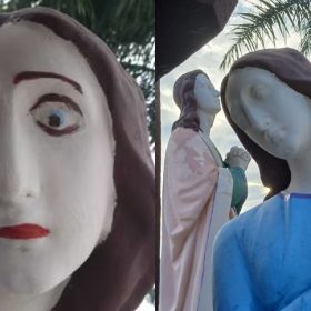 Imagens sacras de Carmo do Cajuru tem pinturas removidas após revolta; veja antes e depois