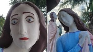 Imagens sacras de Carmo do Cajuru tem pinturas removidas após revolta; veja antes e depois