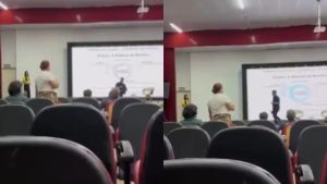 M&atilde;e interrompe palestra para cobrar pens&atilde;o de apresentador no Piau&iacute;