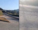 Motociclista alerta sobre pedras soltas na BR-494, em Divinópolis
