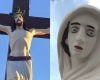 Pinturas em estátuas do Calvário em Carmo do Cajuru geram revolta em moradores