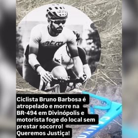 Associação Divinopolitana de Ciclismo lamenta morte de integrante atropelado na BR-494 e cobra justiça