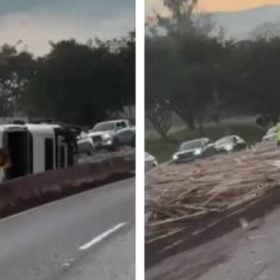 V&Iacute;DEO: acidente entre duas carretas e carro deixa um morto na Fern&atilde;o Dias, na Grande BH