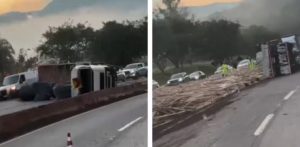 VÍDEO: acidente entre duas carretas e carro deixa um morto na Fernão Dias, na Grande BH